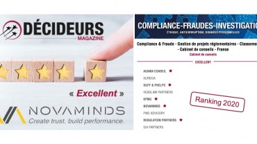 Novaminds classé "Excellent" en Compliance, Fraude et Investigations par Décideurs Magazine !